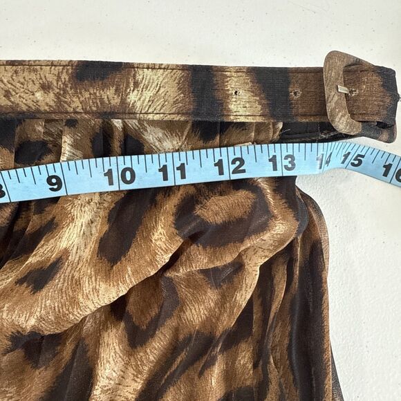 Oxygene Maxi Skirt Women S M Leopard Animal Print Pleated Elastic Waist Flowy - Picture 4 of 7